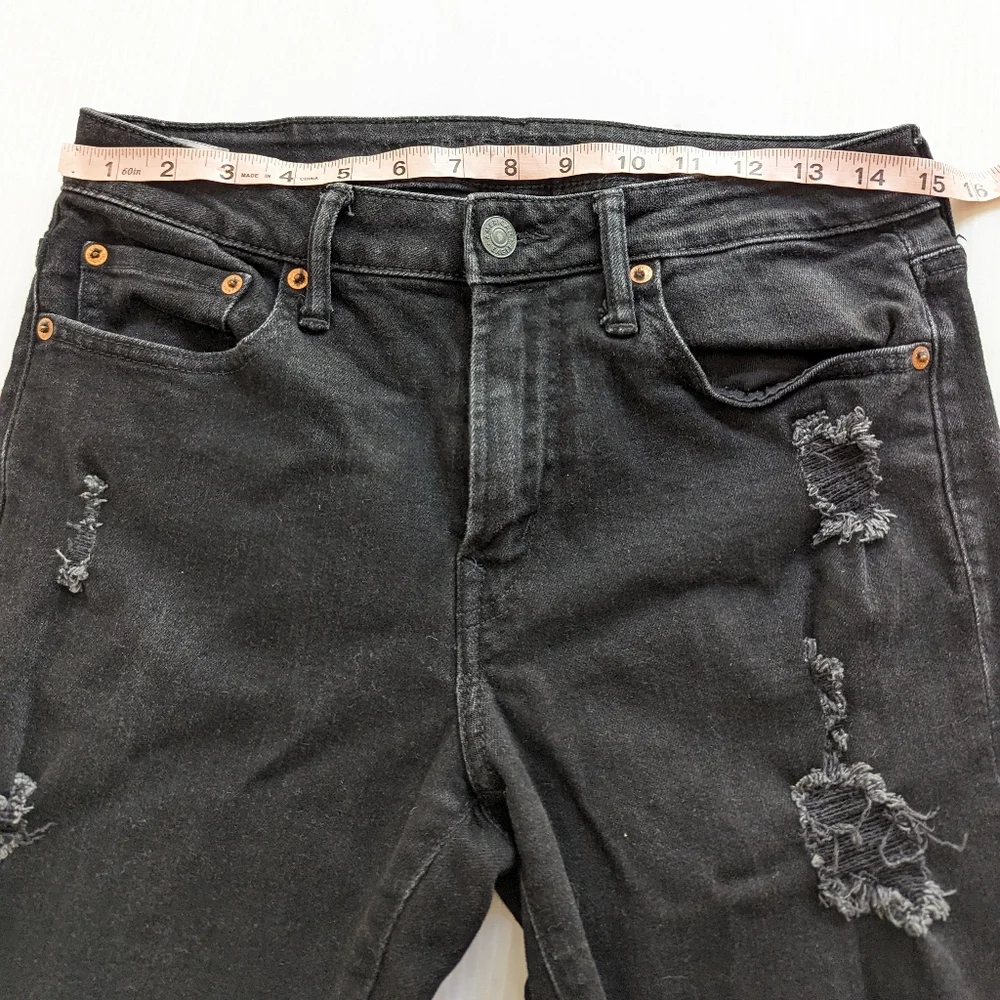 AMERICAN EAGLE Airflex ripped distressed black denim skinny jeans
